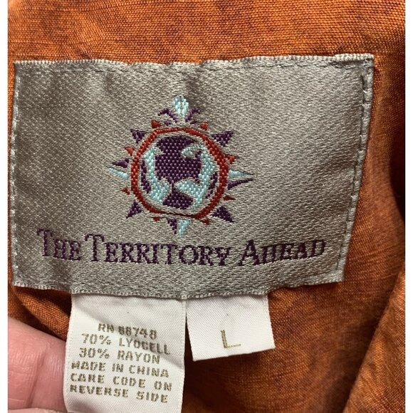 The Territory Ahead Mens Large Short Sleeve Button Up Tribal Colorful Aztec - Picture 3 of 7